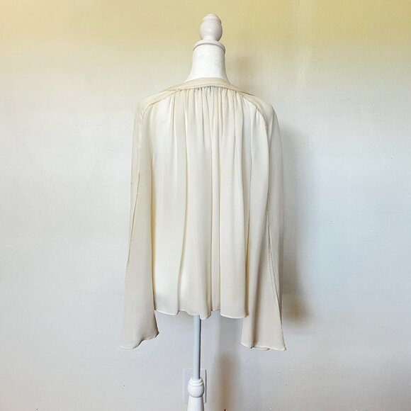 Elizabeth & James 100% Silk Blouse Cream V Neck Quiet Luxury Cottagecore Chic S - Picture 4 of 13